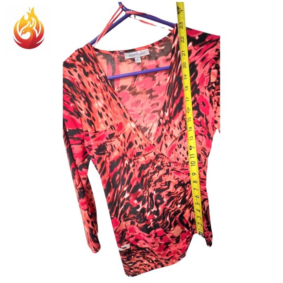 Jennifer Lopez Animal Print Asymmetrical Faux Wrap Blouse - Picture 5 of 8